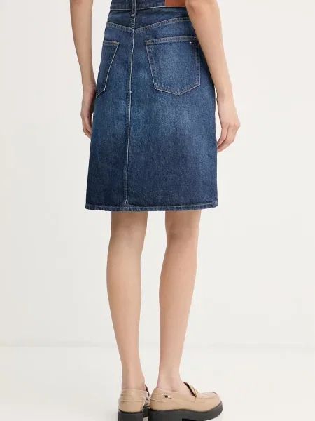Dopasowany krój spódnica jeansowa z czystej bawełny Tommy Hilfiger niebieska
