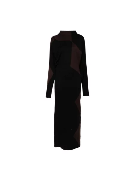 Maksi sukienka maxi Philosophy Di Lorenzo Serafini wełniana w geometryczne wzory czarna