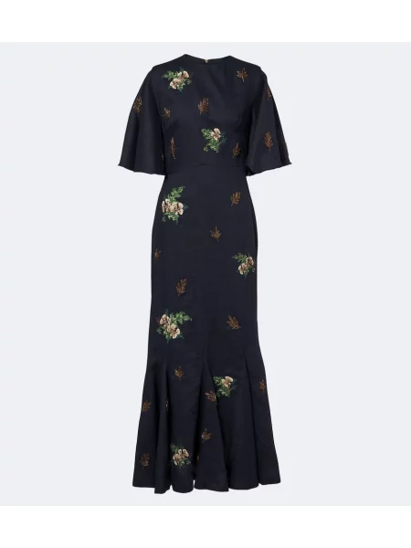 Rochie maxi Agua By Agua Bendita de in cu model floral albastru