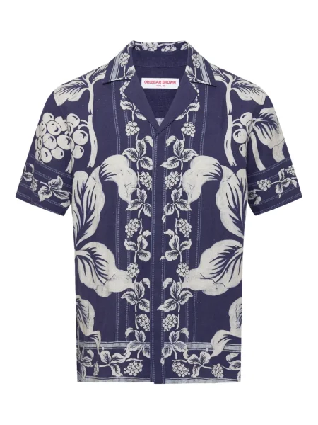 Ленена риза Orlebar Brown синьо