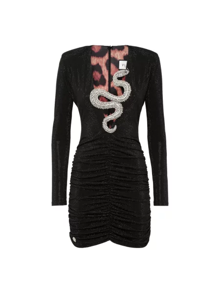 Krótka sukienka Philipp Plein z kryształkami czarna