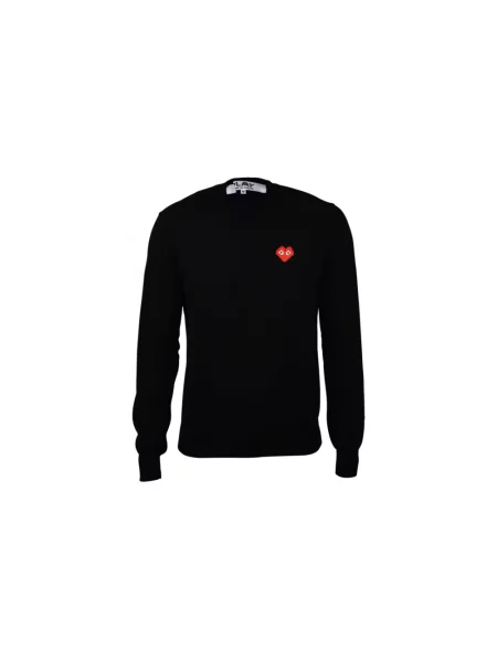 Sweter Comme Des Garcons wełniany z dekoltem w serek czarny