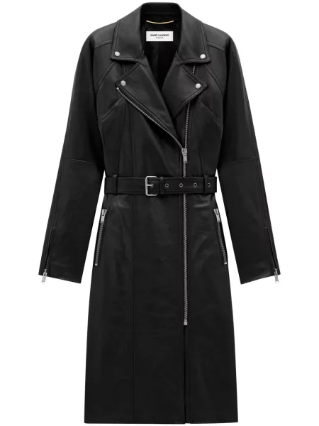 Palton Saint Laurent din piele negru