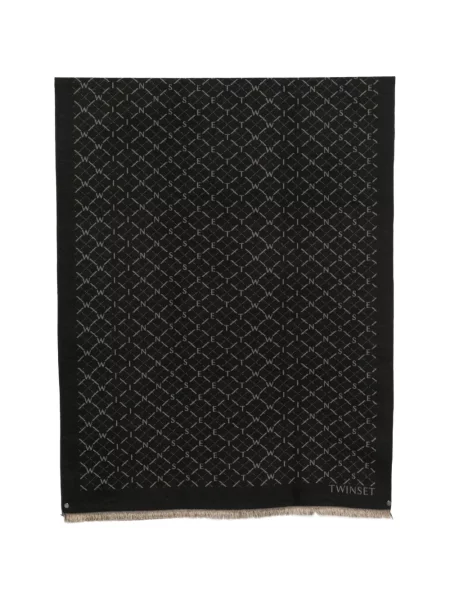 Fular Twinset din jacard cu autograf negru