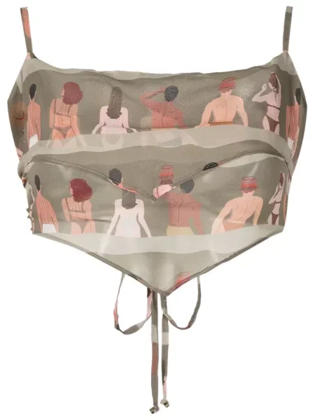 Cropp top Amir Slama de mătase cu imagine maro