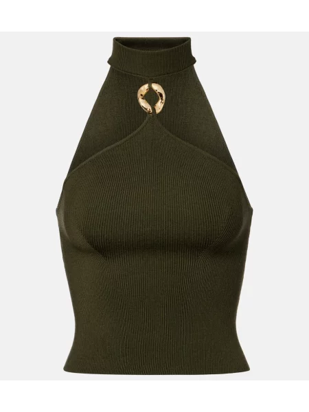 Top Simkhai wełniany z dekoltem halter zielony