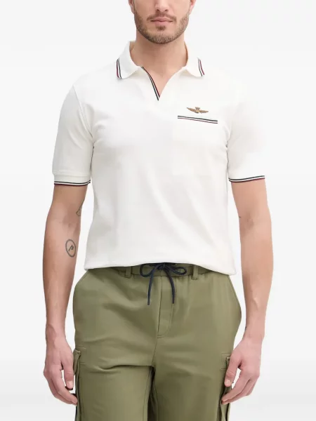 Tricou polo Aeronautica Militare cu broderie cu dungi