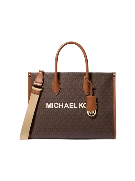 Shopperka Michael Kors skórzana z logo brązowa