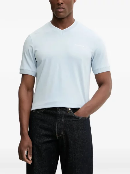 Tricou Karl Lagerfeld cu decolteu în V albastru