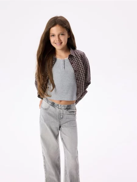 Reserved Elastyczne jeansy wide leg jasnoszary