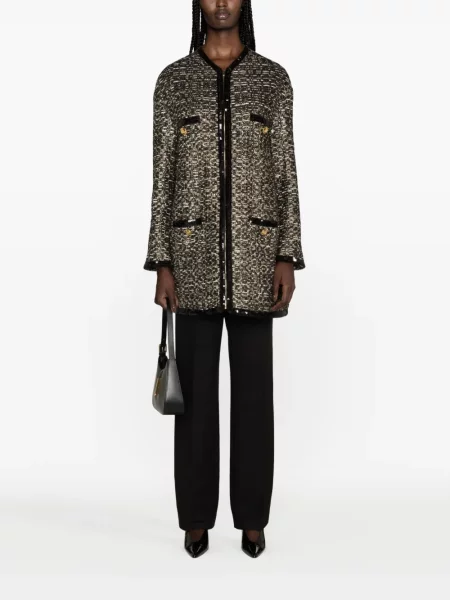 Paltas Giambattista Valli tvido iki kelių juoda