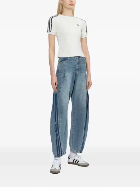 Μπλούζα Adidas με αυτόγραφο με κορδόνι με λαιμόκοψη v καφέ