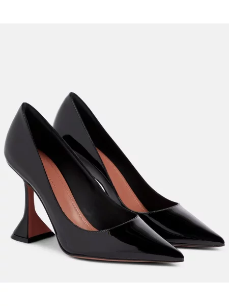 Pantofi cu toc Amina Muaddi din piele de lac negru