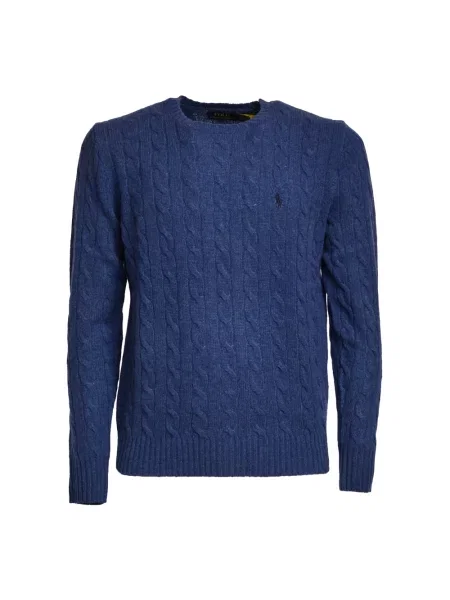Sweter z dzianiny o kroju regular fit z mieszanki wełny i kaszmiru Ralph Lauren niebieski