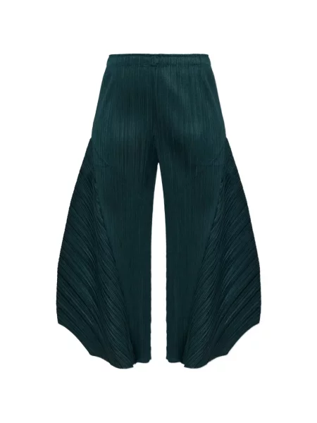 Ošišano hlače Pleats Please Issey Miyake zelena