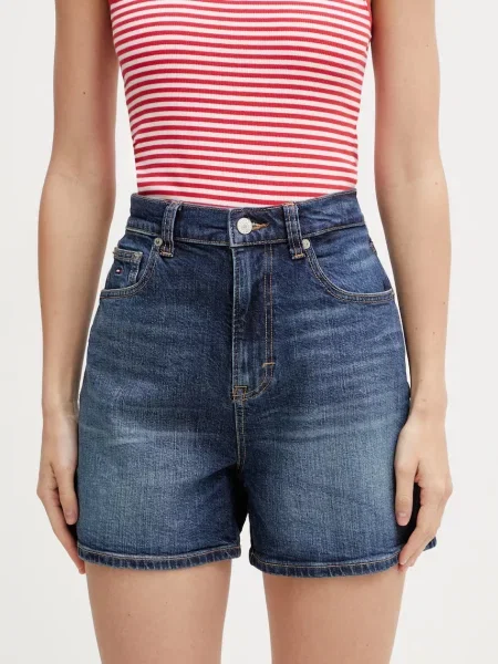 Tommy Jeans σορτς γυναικεία ντένιμ μπλε