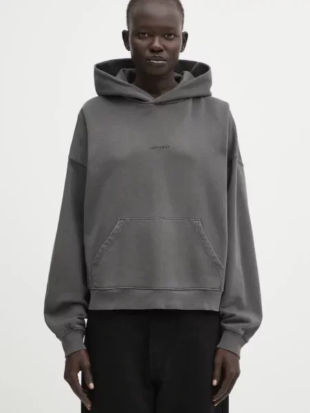 Carhartt WIP hanorac de W Hooded Benton Sweat cu glugă uni gri
