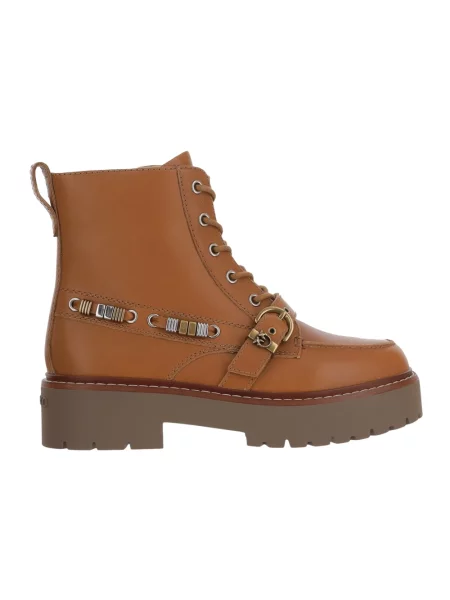 Botki Pinko skórzane brązowe