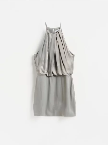 Reserved Rochie cu luciu metalic gri-închis gri