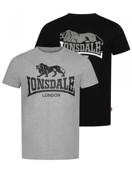 LONSDALE Tricou LOSCOE gri negru