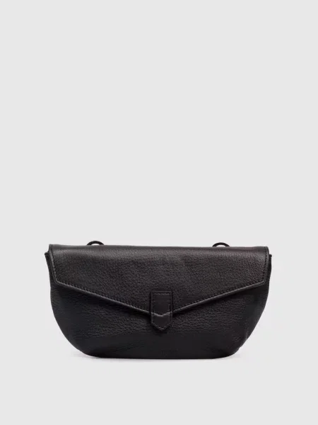 Шкіряна сумка з тисненням логотипа Canali чорна