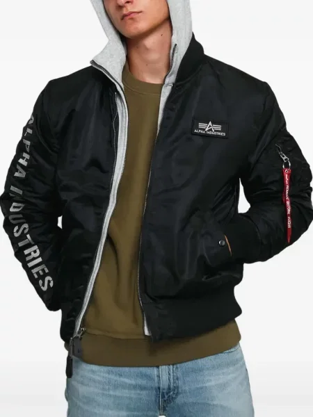 Geacă bomber Alpha Industries cu glugă negru