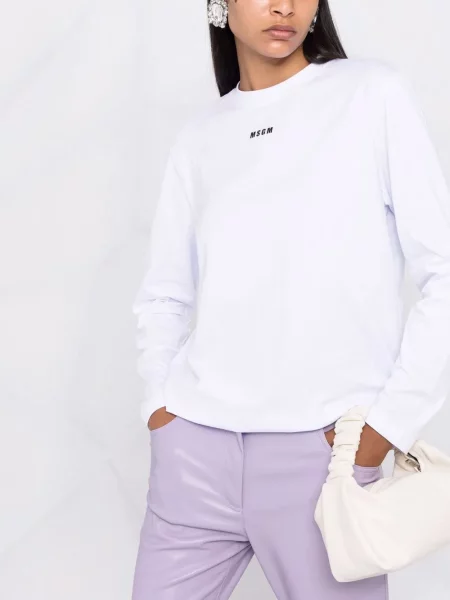 Dlouhé tričko Msgm s potiskem bílé