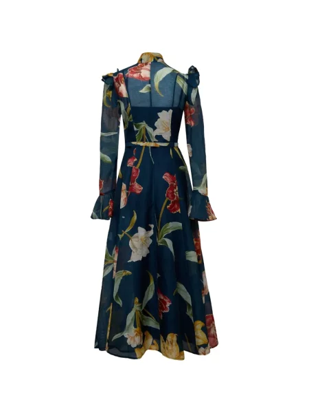 Rochie midi Leo Lin cu volane albastru