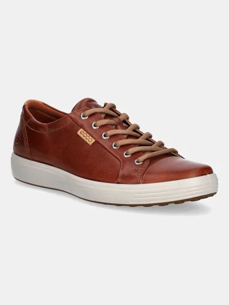 Кожени маратонки Ecco Soft 7 Shoe Lace Up мъжки кафяво