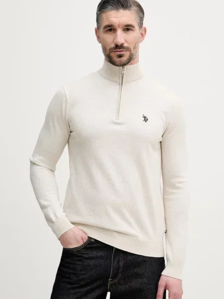 U.S. Polo Assn. pulover bombažen COTTON NECK bež