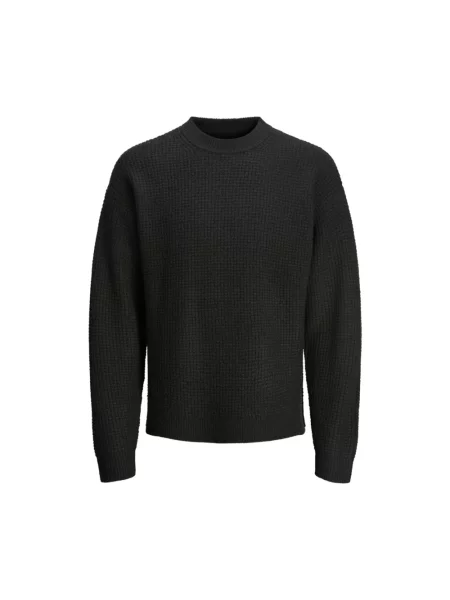 Sweter z dzianiny z fakturowanym wzorem model ‘OLLIE’ Jack & Jones czarny