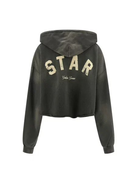 Krótka bluza z kapturem Golden Goose z kapturem szara