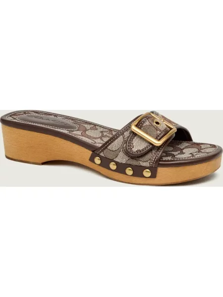 Coach Șlapi Margot Clog cu adaos de piele maro