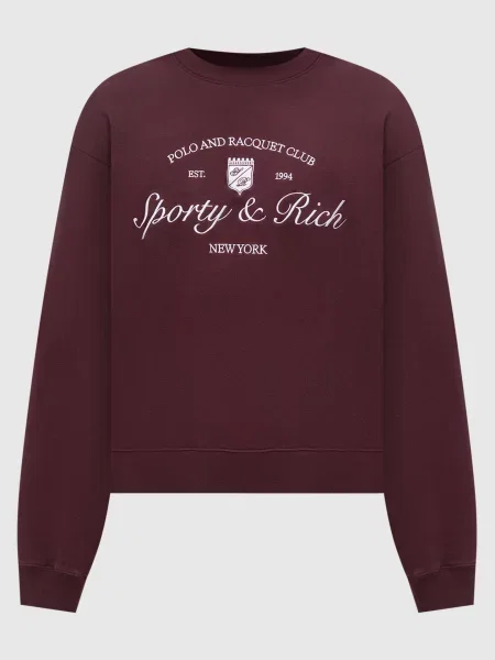 Бордовий світшот з вишивкою логотипа Sporty & Rich