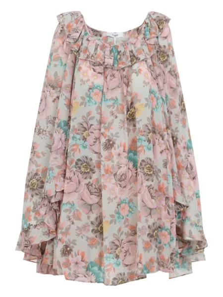 Sukienka mini Chloe w kwiatki z nadrukiem garniturowa szara