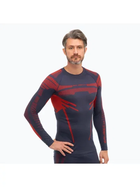 Longsleeve termoaktywny Brubeck Dry ciemnoniebieski/czerwony czarna