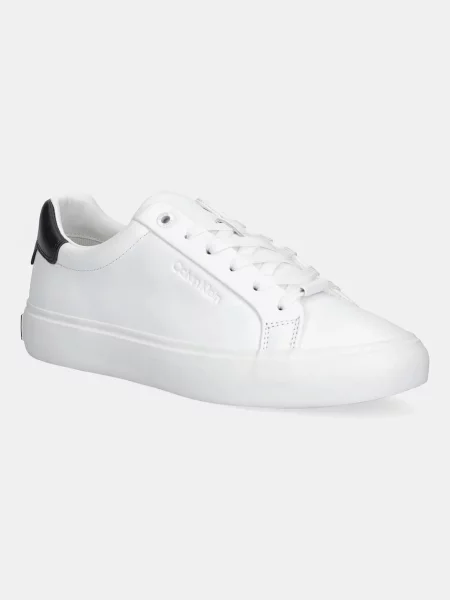 Кожени маратонки Calvin Klein LACE-UP SNEAKER LTH CK бяло