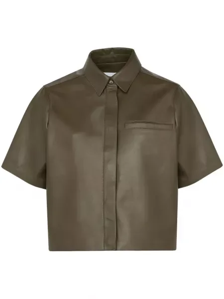 Decupat top Yves Salomon din piele verde