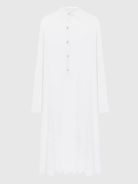 Платье-рубашка Max Mara с вышивкой белое