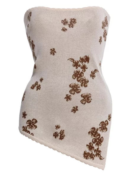 Top Agua Bendita w kwiatki z nadrukiem asymetryczny