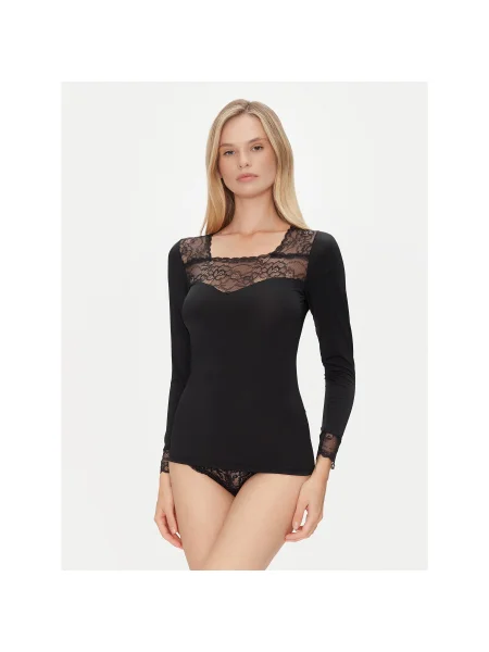 YSABEL MORA Pizsama felső Slim Fit fekete
