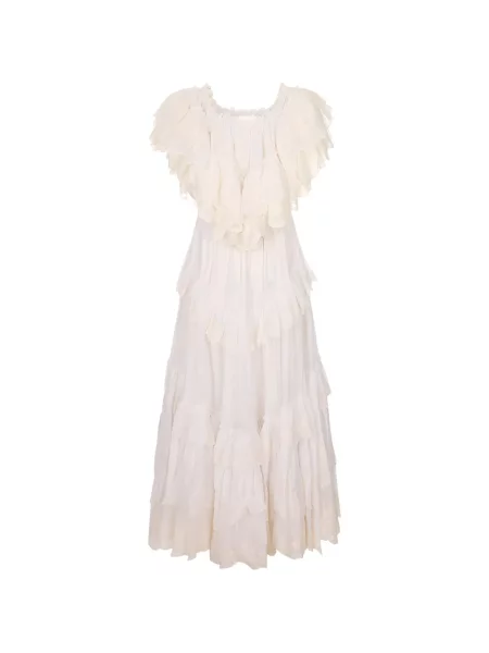 Rochie maxi Chloé cu broderie din dantelă alb
