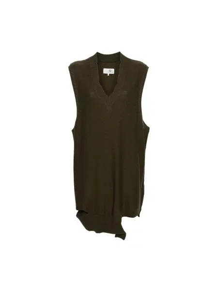 Dzianinowa sukienka Mm6 Maison Margiela brązowa