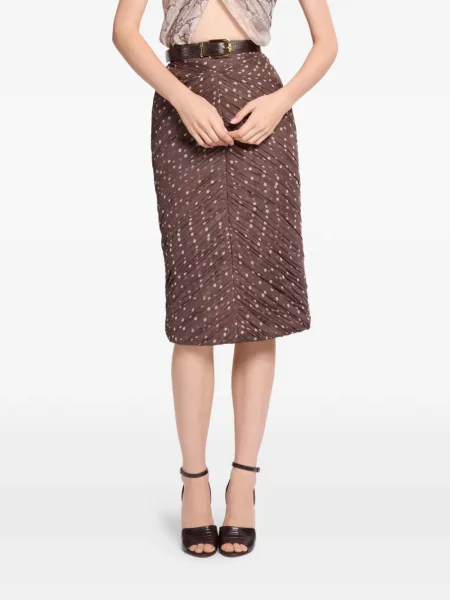 Fustă midi Elie Saab cu buline maro
