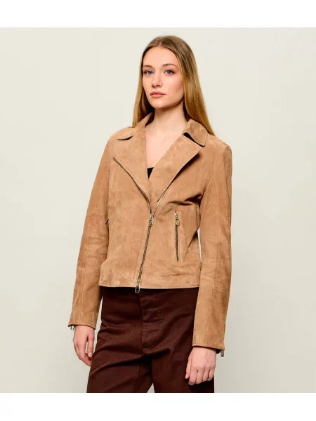 Joop! Geacă de piele Luisa | piele întoarsă maro