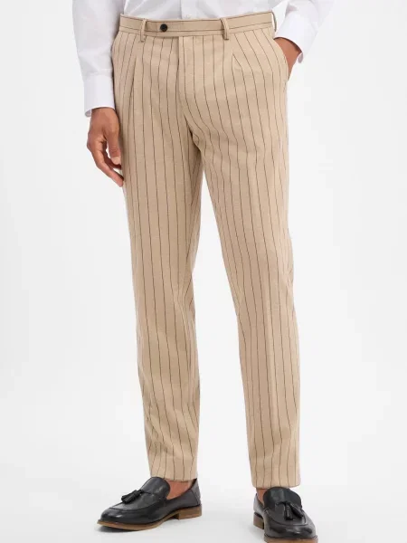 Finshley & Harding London spodnie z modułowej kolekcji Mężczyźni Slim Fit 46 beżowy