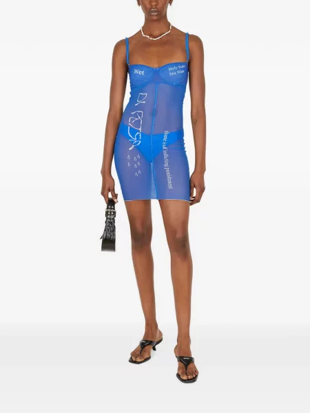 Rochie mini Di Petsa cu imagine plasă albastru