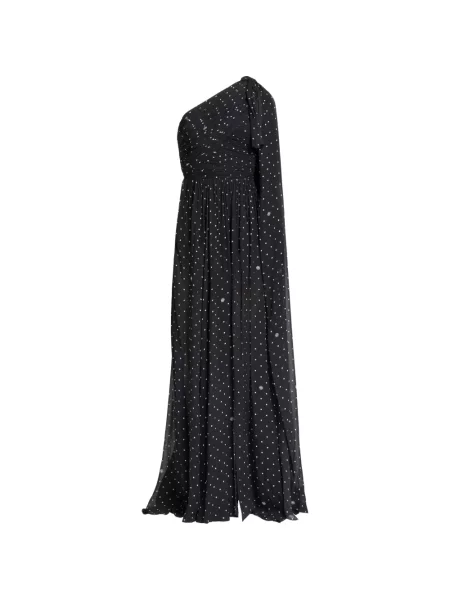 Rochie maxi Elie Saab cu buline cu un umăr gol negru