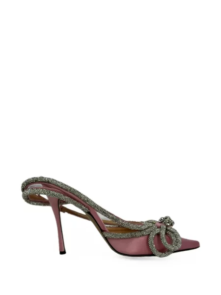 Pantofi cu toc Mach & Mach cu funde cu bretele roz