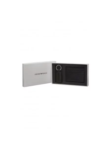 Portfel Emporio Armani skórzany z logo czarny
